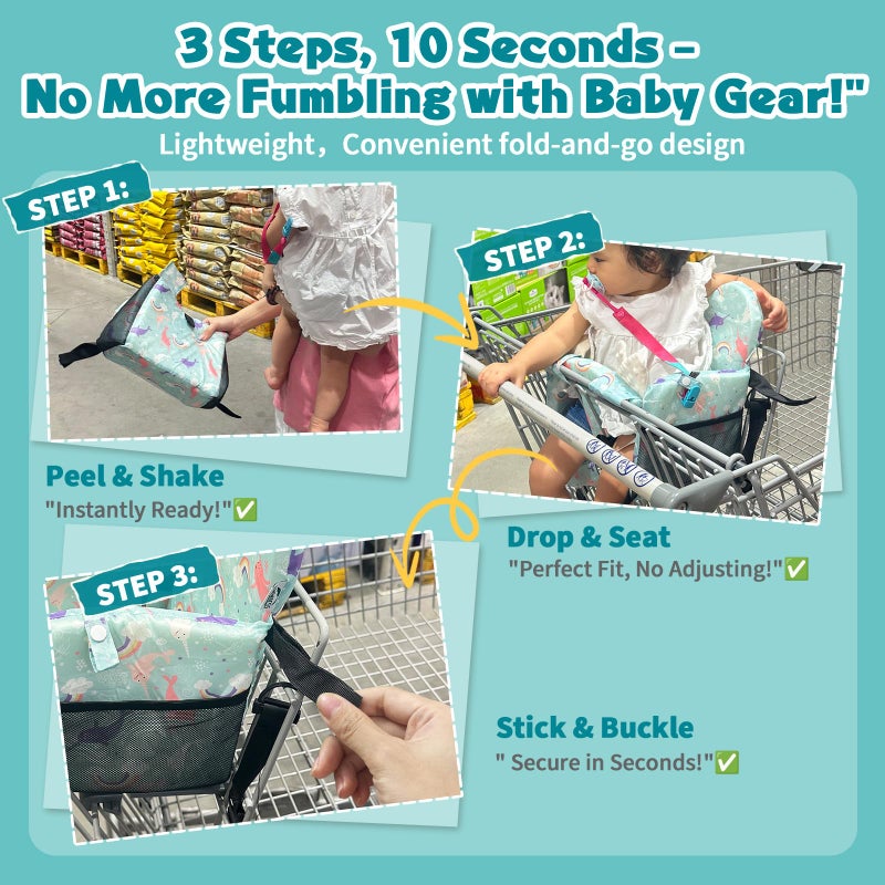 LWWACSS Premium Baby Shopping Cart Cover & High Chair Seat Protector - Universal Fit for Grocery Carts, Restaurant Chairsï¼ŒRestaurant Seats, and Park Swings-Girl & Boyï¼ˆOcean Blueï¼‰ - Image 4