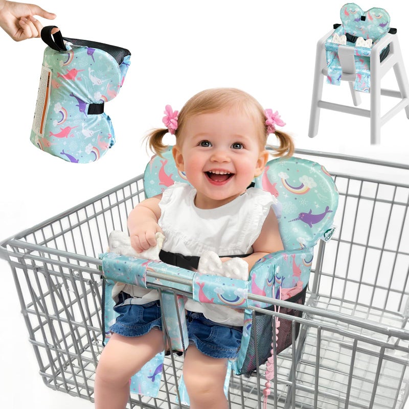 LWWACSS Premium Baby Shopping Cart Cover & High Chair Seat Protector - Universal Fit for Grocery Carts, Restaurant Chairsï¼ŒRestaurant Seats, and Park Swings-Girl & Boyï¼ˆOcean Blueï¼‰ - Image 1