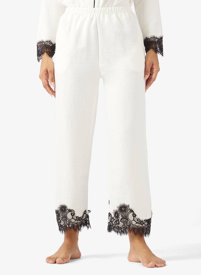 جينجر طقم بيجامة وقميص ساتان بأزرار ودانتيل - Image 3