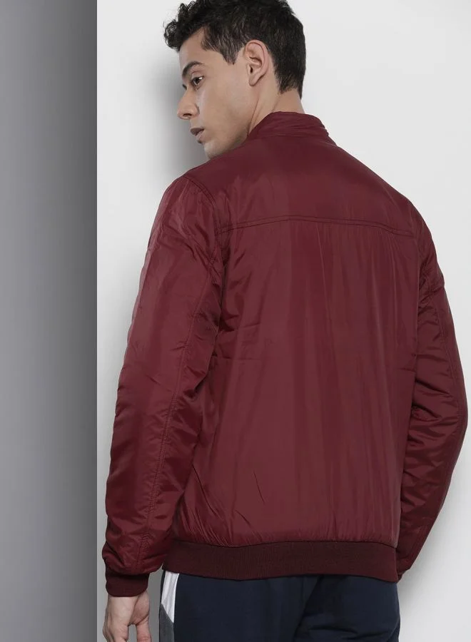 ذا انديان كراج كو The Indian Garage Co Men Slim Fit Solid Round Neck Long Sleeves Jacket