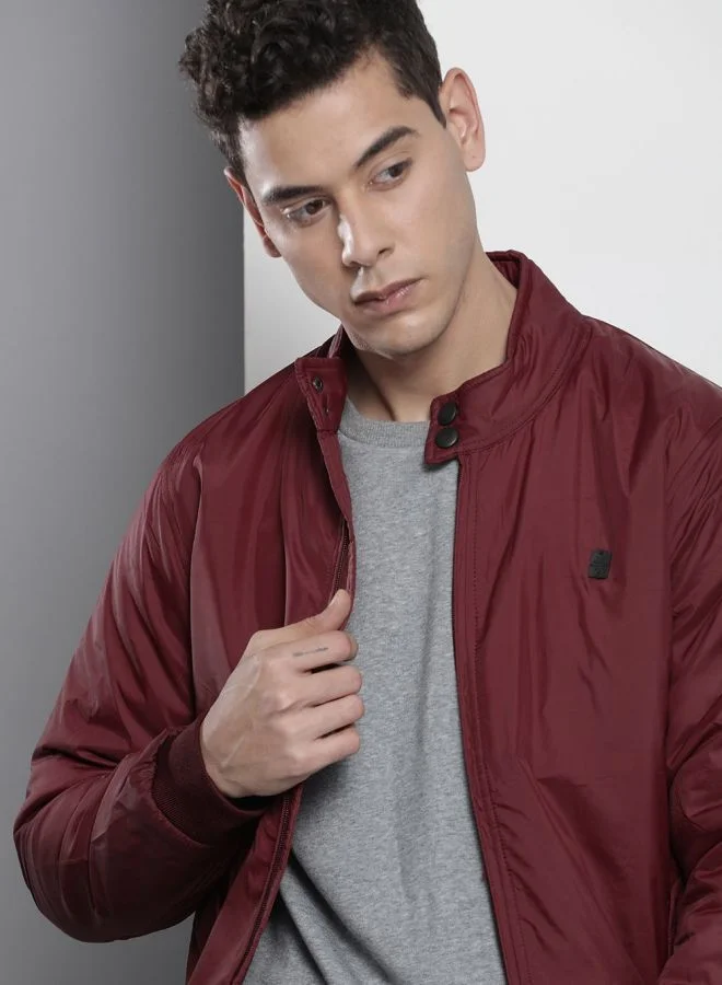 ذا انديان كراج كو The Indian Garage Co Men Slim Fit Solid Round Neck Long Sleeves Jacket