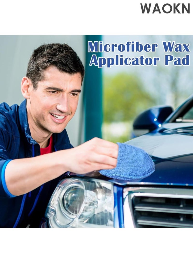 WAOKN Microfiber Wax Applicator Pads , Car Wax Applicator with Finger Pocket , Buffing & Detail Polishing Foam Pads , suitable for Car Cleaning and Fine Polishing , soft and comfortable , 5 inch , 6 Pack , blue . - Image 2