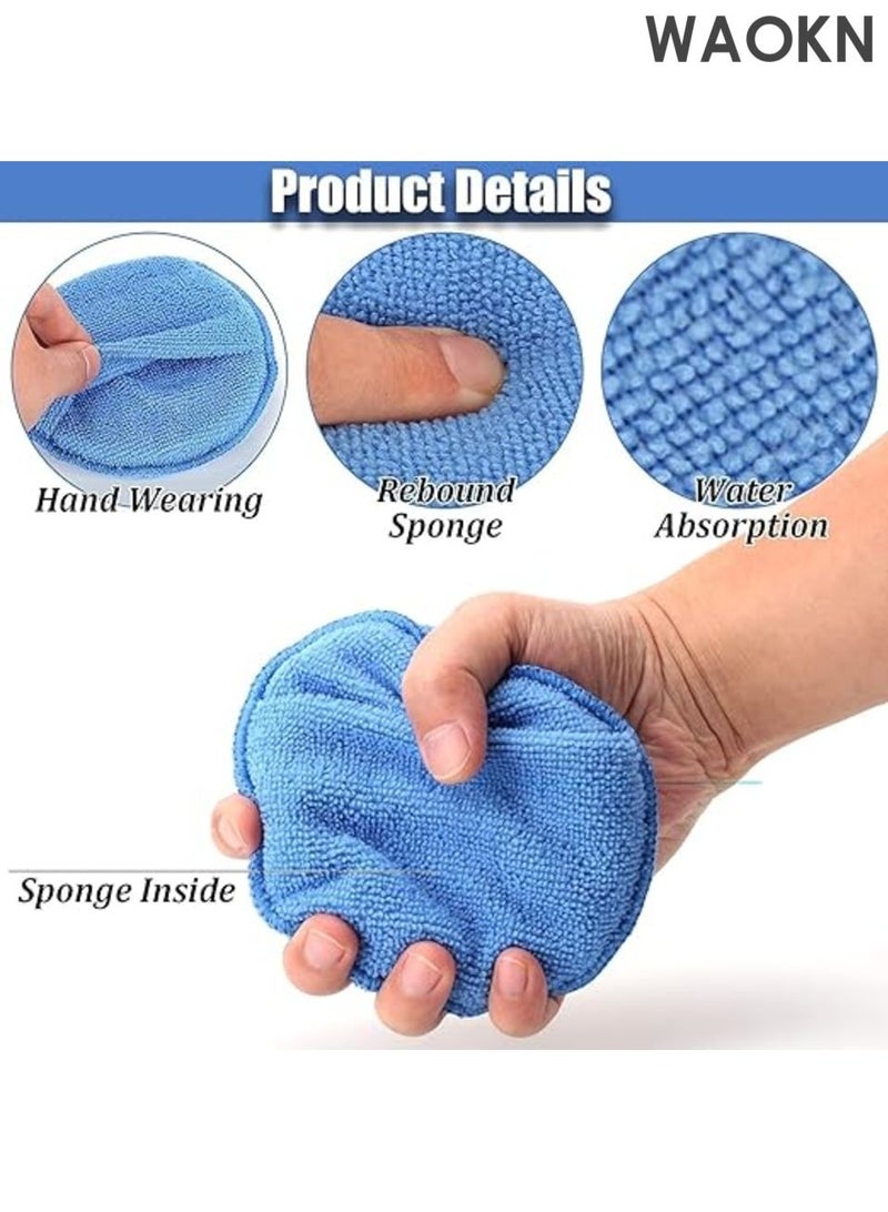 WAOKN Microfiber Wax Applicator Pads , Car Wax Applicator with Finger Pocket , Buffing & Detail Polishing Foam Pads , suitable for Car Cleaning and Fine Polishing , soft and comfortable , 5 inch , 6 Pack , blue . - Image 5