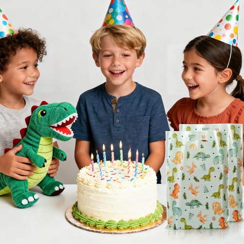 HappFestiv 50 Pcs Dinosaur Party Favor Bags, Cute Dino Plastic Goodie Bags for Candy&Small Gifts, Dinosaur Party Decorations and Supplies Treat Bags, Gift Bags for Birthday Party Baby Shower - Image 5