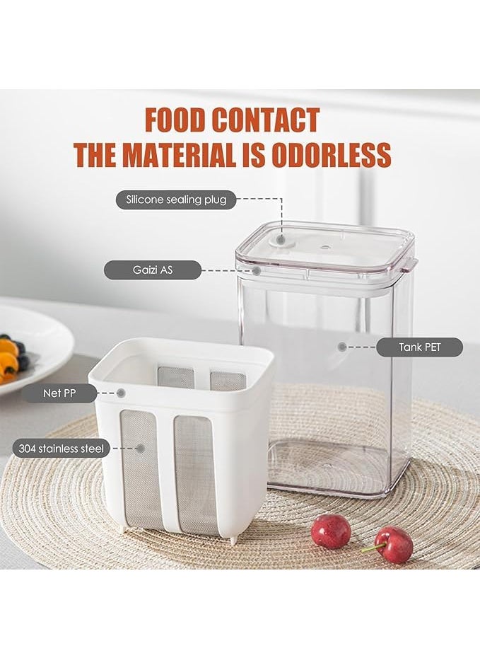 VELUZA - VELUZA Hung Curd Strainer Box Curd Maker and Greek Yogurt Maker 1100ml Fine Mesh Strainer with Lid Multifunctional Yoghurt Filter Curd Maker for Home Whey Separator - Image 1