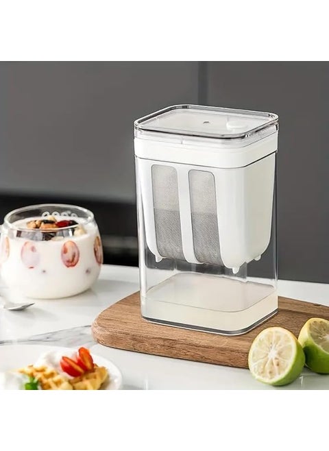 VELUZA Hung Curd Strainer Box Curd Maker and Greek Yogurt Maker 1100ml Fine Mesh Strainer with Lid Multifunctional Yoghurt Filter Curd Maker for Home Whey Separator