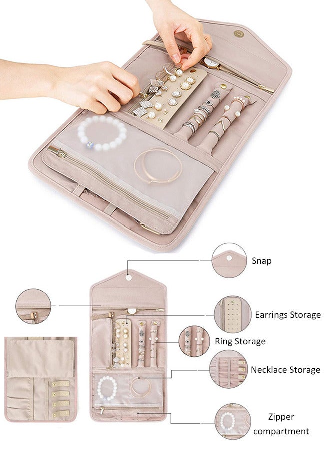 Portable Travel Jewelry Bag Storage Bag, Foldable Jewelry Bag for Journey-Rings Necklaces Bracelets Earrings - Image 2
