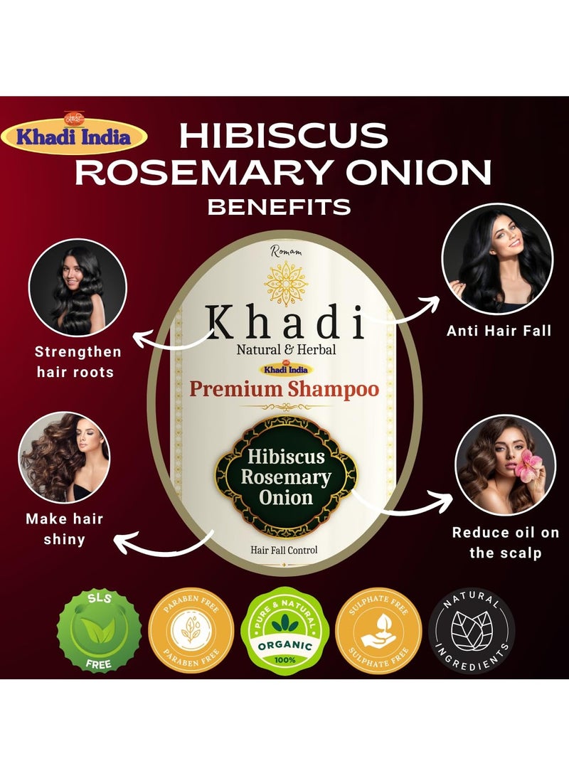Khadi Hibiscus, Rosemary & Onion Shampoo | Reduces Hair Fall & Promotes Growth | Sulfate & Paraben Free | 210 Ml - Image 2