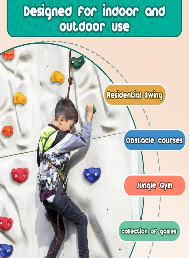 CMOOD Rock Climbing Holds, Rock Climbing Wall for Kids Rock Wall Climbing Kit for Indoor Outdoor Playground Play Set with Mounting Screws, Knotted Rope and 25 Handles - Image 4