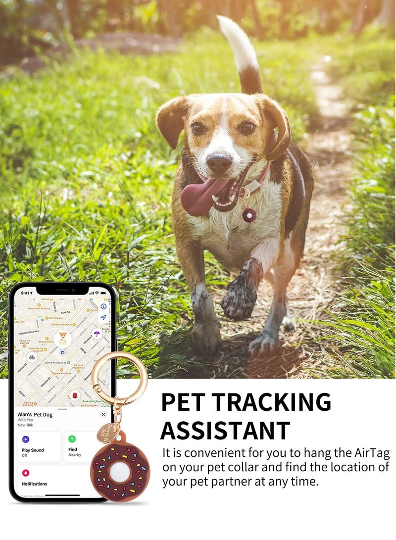 مجموعة من 4 حافظات مفاتيح على شكل دونات لـ AirTag، حافظة لطيفة واقية لحامل AirTag مع سلسلة مفاتيح مضادة للضياع - Image 5
