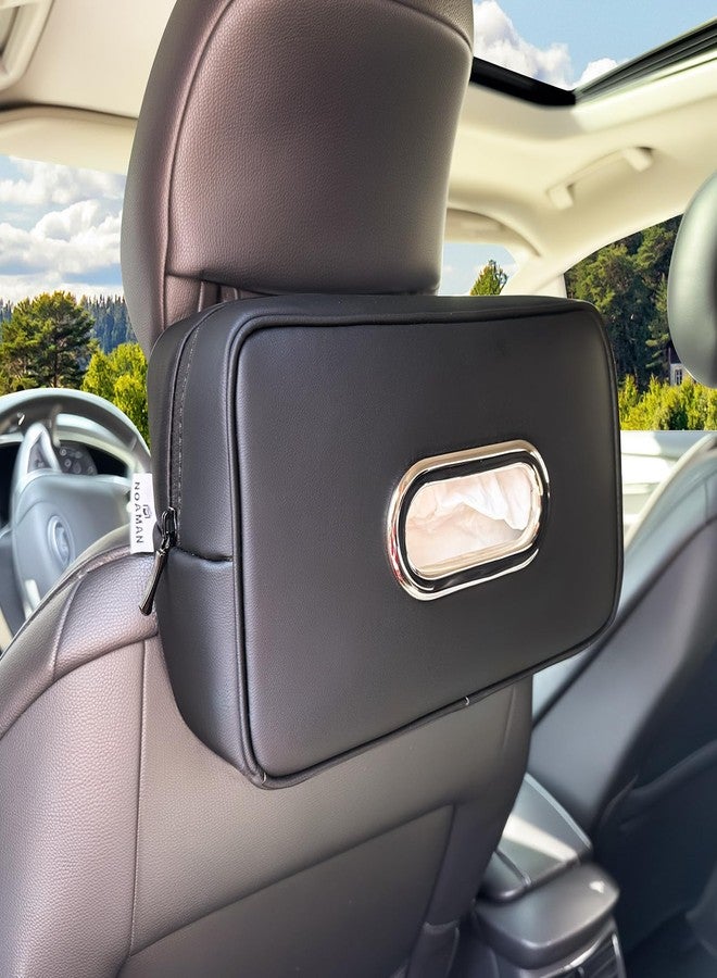 Noaman Upgraded Large Car Tissue Holder Premium PU Leather Tissues Box Cover Backseat Rectangular Napkin Holder for Car Fits for 120 Standard Kleenex Tissues Box for Car Organization Accessories Black - Image 1