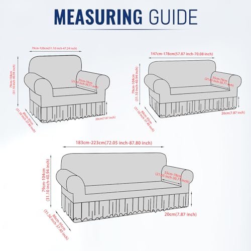 FUANGUI Armchair Slipcover Armchair Cover 1 Piece, Stretch Sofa Couch Cover with Skirt, Couch Slip Covers Pet Friendly, Washable Couch Covers for Sofa, Printed Furniture Protector (1-Seater, 31"-47") - Image 2