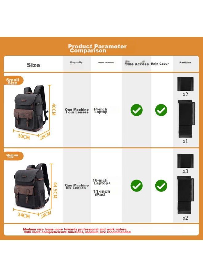 Cwatcun Retro Camera Bag, Double Shoulder Photography Bag, Upper And Lower Compartments, Scratch-resistant, Wear-resistant, Large Capacity, Waterproof Photography Bag, Portable Bag - Image 2