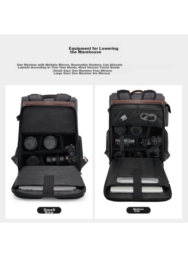 Cwatcun Retro Camera Bag, Double Shoulder Photography Bag, Upper And Lower Compartments, Scratch-resistant, Wear-resistant, Large Capacity, Waterproof Photography Bag, Portable Bag - Image 3