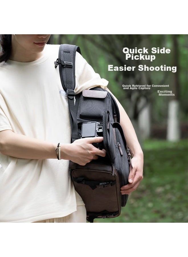 Cwatcun Retro Camera Bag, Double Shoulder Photography Bag, Upper And Lower Compartments, Scratch-resistant, Wear-resistant, Large Capacity, Waterproof Photography Bag, Portable Bag - Image 5