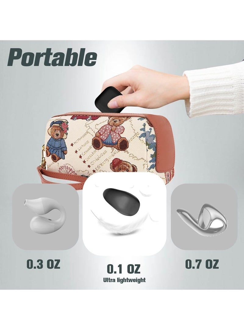 سماعات رأس لاسلكية بتقنية البلوتوث 5.3 مع ميكروفون وتصميم مفتوح للأذن ومدة تشغيل تصل إلى 24 ساعة وحافظة شحن، باللون الأسود - Image 5