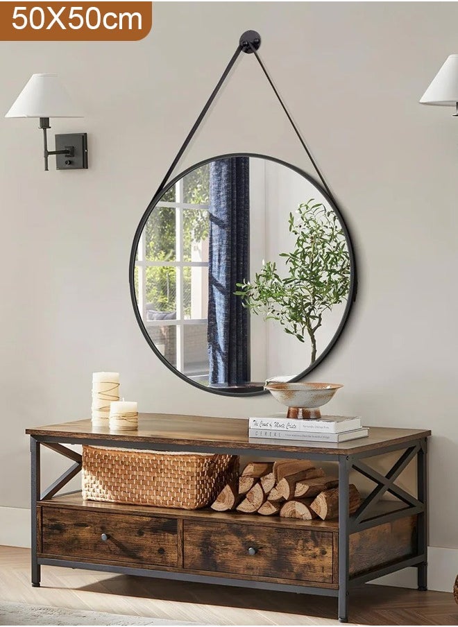 Pack Of 2 Nordic Style Circle Shape Hanging Mirror Cute and Luxury Design Modern Mirror Hanging Vanity Mirror for Bedroom Bathroom Living Room without Light Size 50cm