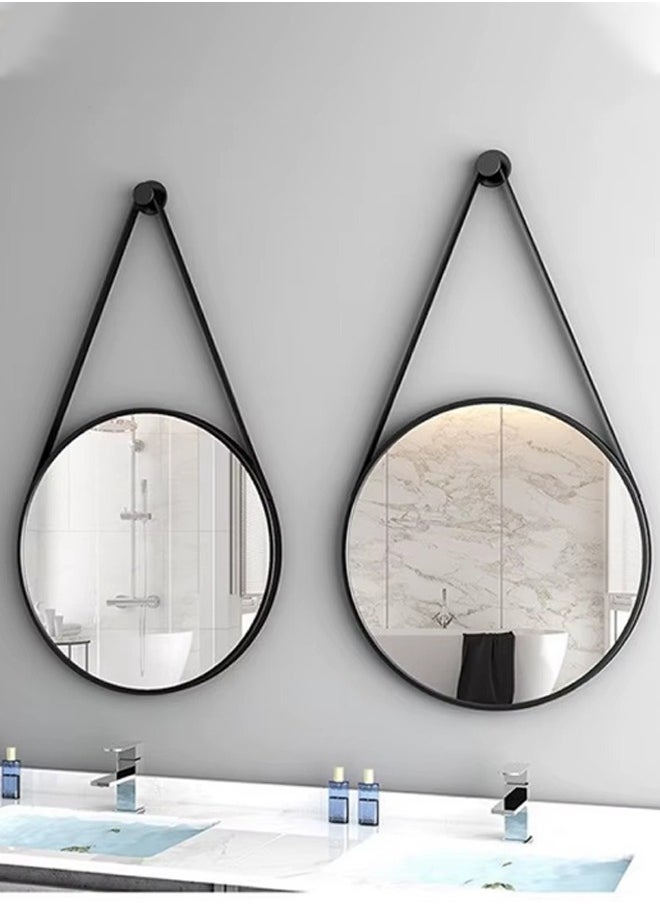 Pack Of 2 Nordic Style Circle Shape Hanging Mirror Cute and Luxury Design Modern Mirror Hanging Vanity Mirror for Bedroom Bathroom Living Room without Light Size 50cm