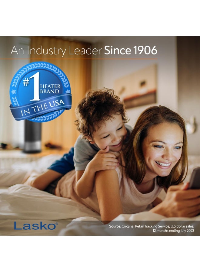 Lasko Lasko Oscillating Ceramic Tower Space Heater For Home With Adjustable Thermostat Timer And Remote Control 225 Inches Grey Black 1500W 751320  - Image 2
