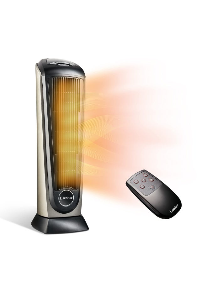 Lasko Lasko Oscillating Ceramic Tower Space Heater For Home With Adjustable Thermostat Timer And Remote Control 225 Inches Grey Black 1500W 751320  - Image 1