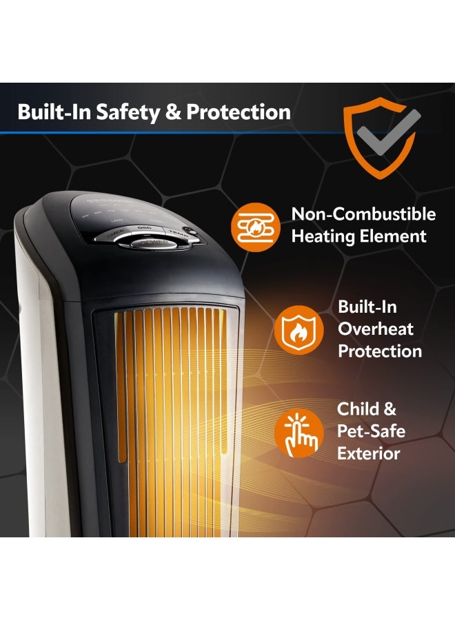 Lasko Lasko Oscillating Ceramic Tower Space Heater For Home With Adjustable Thermostat Timer And Remote Control 225 Inches Grey Black 1500W 751320  - Image 4
