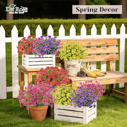 Der Rose 24 Bundles Artificial Flowers for Outdoors Fake Flowers Plants Spring Summer Decoration UV Resistant for Outside Home Porch Patio Garden Decor - Image 3