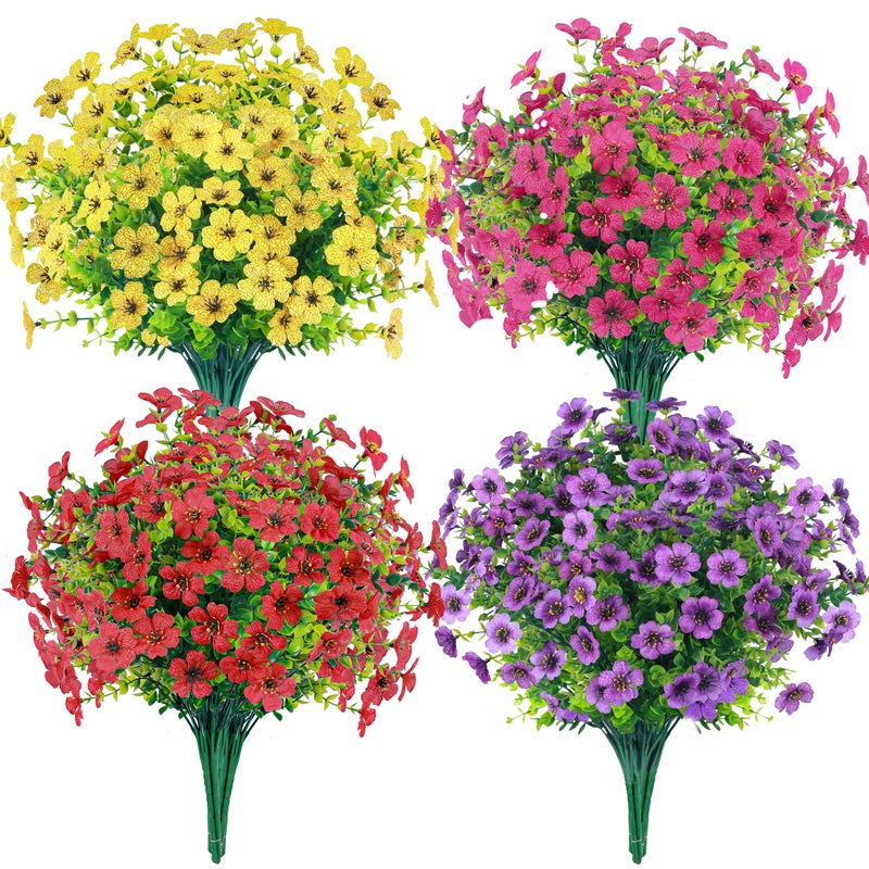 Der Rose 24 Bundles Artificial Flowers for Outdoors Fake Flowers Plants Spring Summer Decoration UV Resistant for Outside Home Porch Patio Garden Decor - Image 2