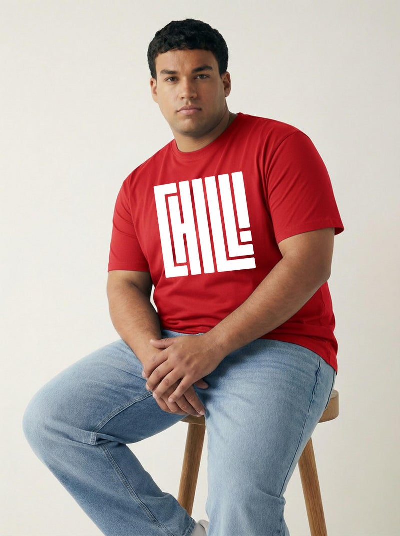 Toodlegram Plus Size Men Casual Printed T-Shirt Cotton Round Neck Half Sleeve (3XL-10XL) Red - Image 3