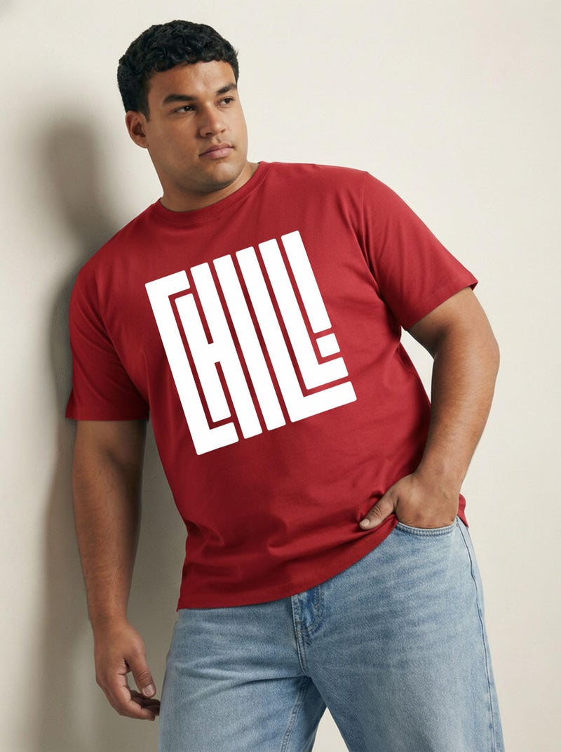 Toodlegram Plus Size Men Casual Printed T-Shirt Cotton Round Neck Half Sleeve (3XL-10XL) Red - Image 2