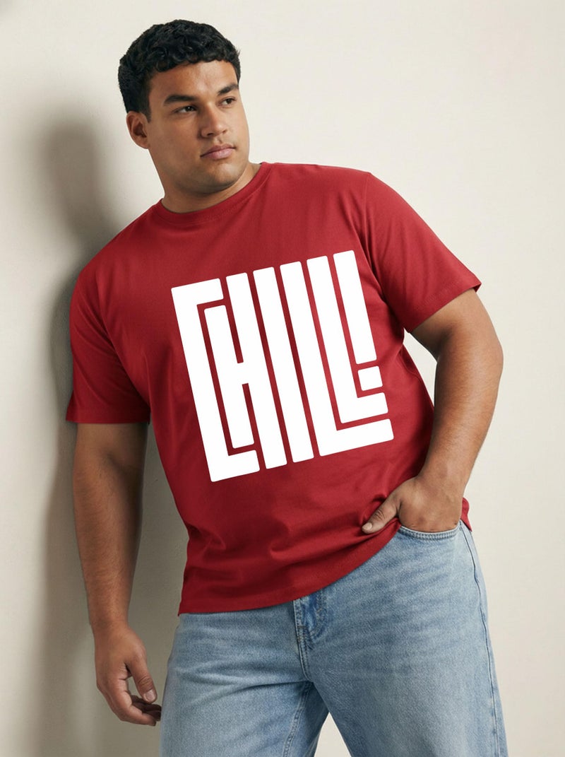 Toodlegram Plus Size Men Casual Printed T-Shirt Cotton Round Neck Half Sleeve (3XL-10XL) Red - Image 5