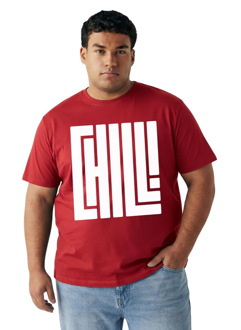Toodlegram Plus Size Men Casual Printed T-Shirt Cotton Round Neck Half Sleeve (3XL-10XL) Red - Image 1