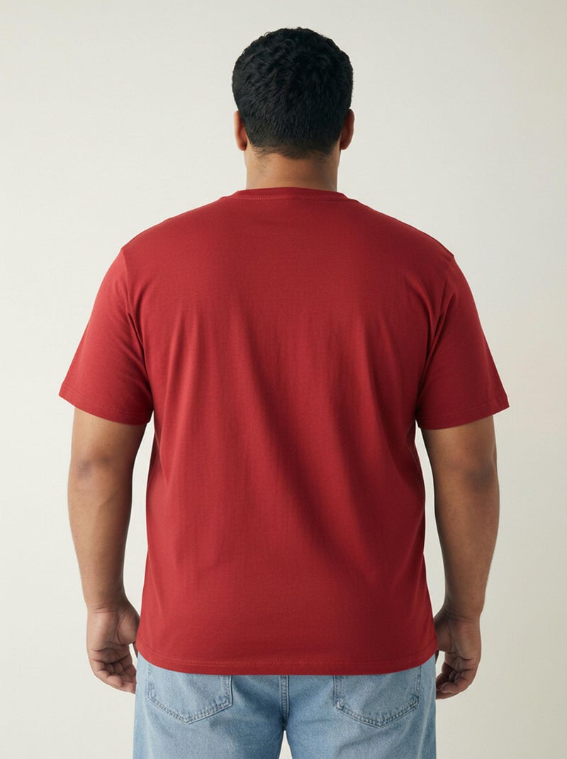 Toodlegram Plus Size Men Casual Printed T-Shirt Cotton Round Neck Half Sleeve (3XL-10XL) Red - Image 4