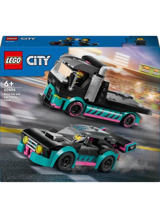 LEGO City Race Car & Car Carrier Truck 60406 Building Toy Set (328 Pieces) - Image 2
