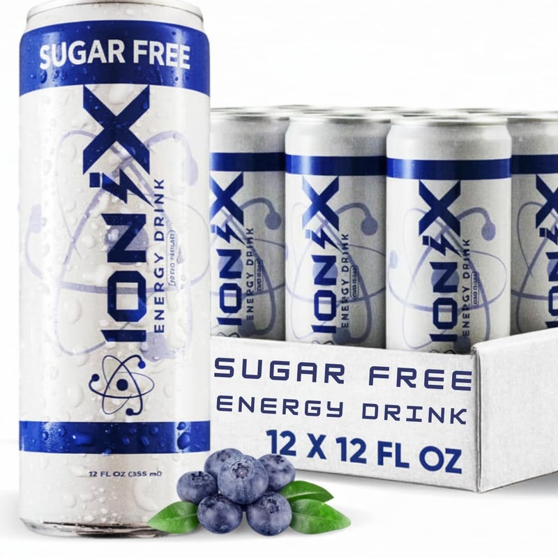 IONIX مشروب الطاقة الخالي من السكر - مشروب نوتروبيك آيونكس لتعزيز التركيز والمزاج مع L-Theanine، كافيين الشاي الأخضر الطبيعي، الفيتامينات والبريبايوتيك لصحة الأمعاء - علب سعة 12 أونصة سائلة (عبوة من 12) - Image 1