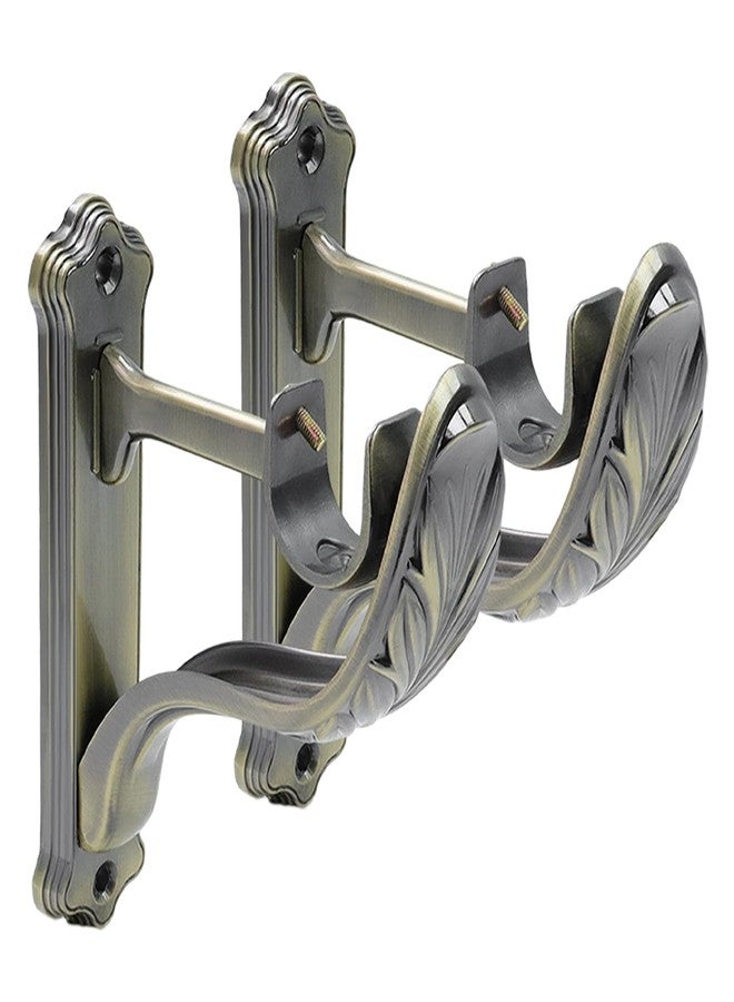 Tsnamay 2Pcs Curtain Rod Brackets Holders, Single Retro Wall Mount Brackets for Window Curtains Rod Hangers with Adjustable Screw,Antique Bronze - Image 1