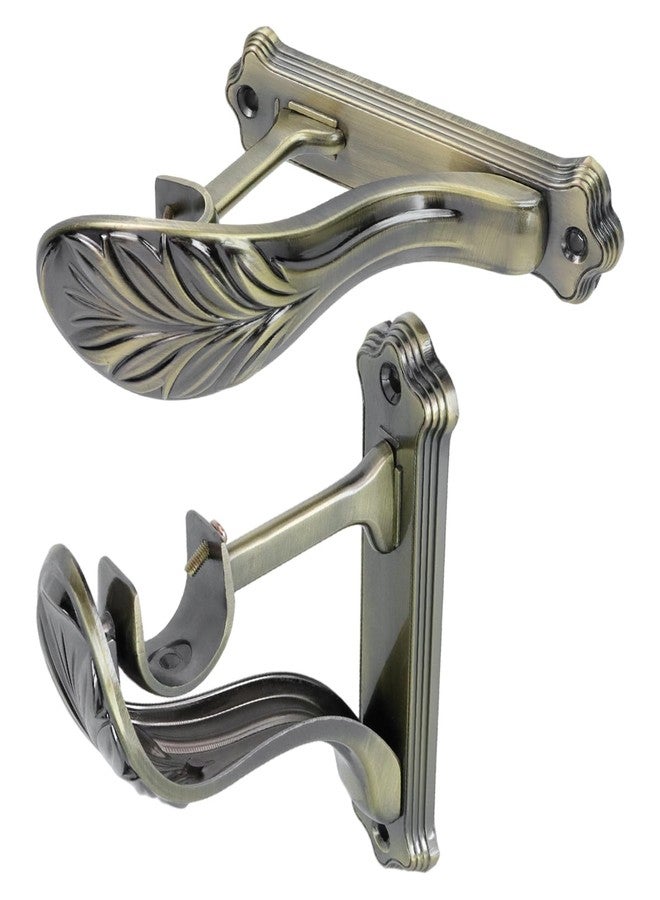 Tsnamay 2Pcs Curtain Rod Brackets Holders, Single Retro Wall Mount Brackets for Window Curtains Rod Hangers with Adjustable Screw,Antique Bronze - Image 3