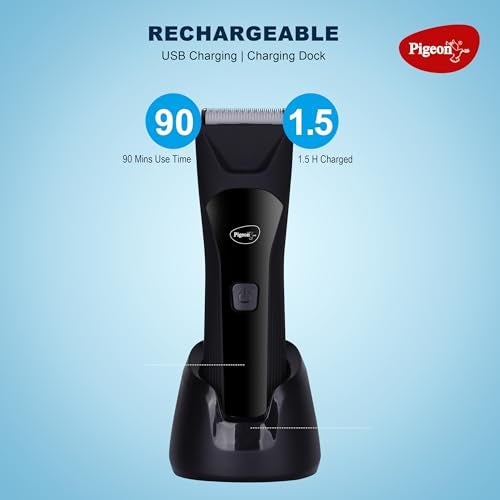 Pigeon Multi-Purpose Ipx7 Trimmer For Men|Ceramic Blade|Charging Dock With Usb|Led Digital Display|Waterproof|90 Min Runtime|1.5 Hr Charge Time|2 Years Warranty - Image 3