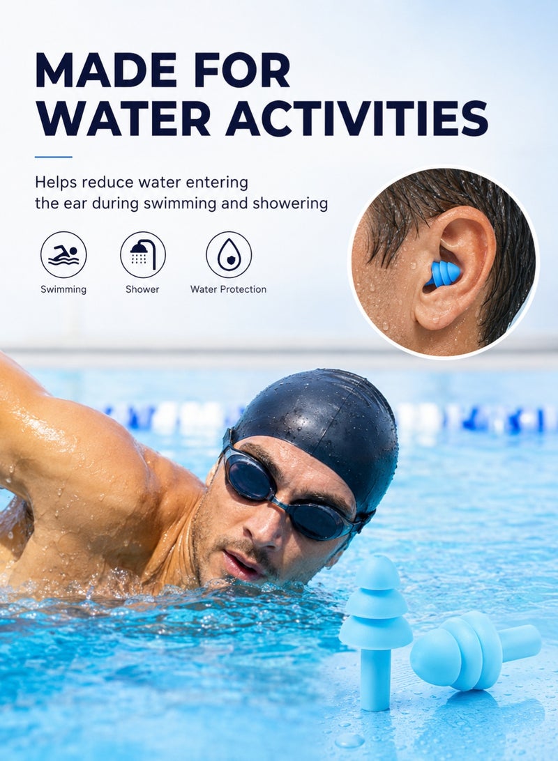 SYOSI 6 Pairs Reusable Silicone Swimming Earplugs, 12 Pieces Soft Triple-Flange Ear Plugs with 6 Individual Storage Cases, Washable Water Protection and Noise Reduction Earplugs for Swimming, Sleeping, Travel and Study - Image 5