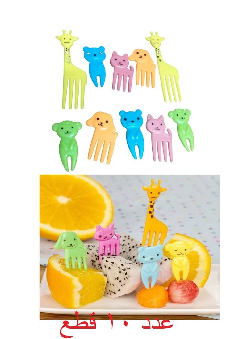 Generic A set of very cheerful animal-shaped fruit forks for children (10 pieces)  - Image 1