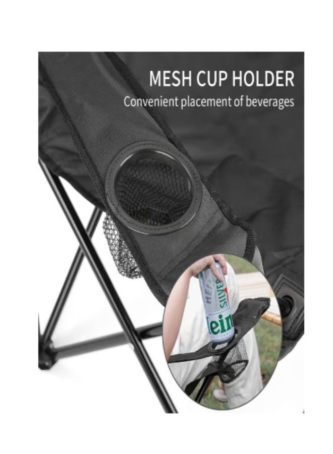 Foldable camping chair with armrests and cup holder, fishing chair with carrying bag, lightweight and portable, ideal for beach trips and travel. - Image 4