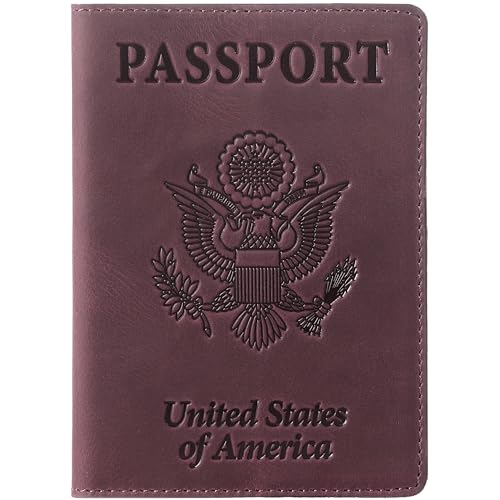 Shvigel US Leather Passport Book Cover - Thin American Travel Passport Holder - Premium International USA Passport Protector Case for Women Men (Maroon Vintage) - Image 1