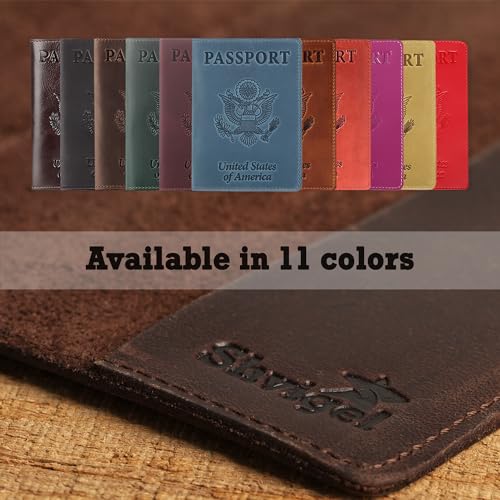 Shvigel US Leather Passport Book Cover - Thin American Travel Passport Holder - Premium International USA Passport Protector Case for Women Men (Maroon Vintage) - Image 5