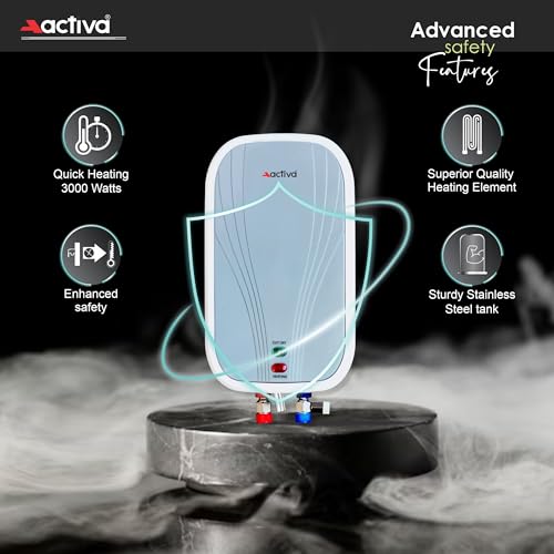 ACTIVA Volcano 3L Instant Water Heater Geyser | 3000W ISI Marked Copper Heating Element | 304L Stainless Steel Tank with Anti-Rust Coating | Auto Cut-Off Safety | ABS Body | 5 Years Warranty - Image 2