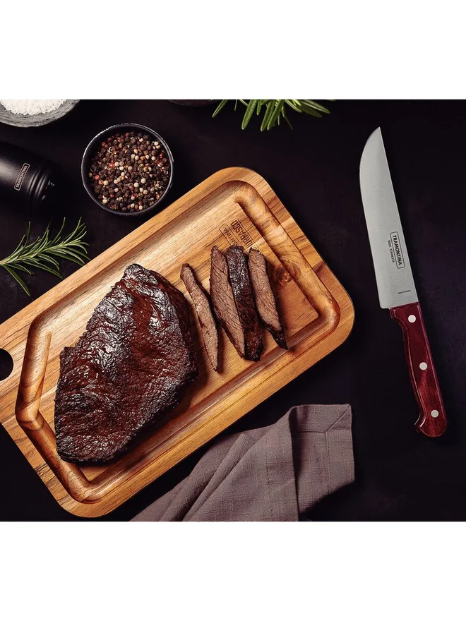 ترامونتينا سكين مطبخ ترامونتينا بولي وود  بوصات بشفرة ستانلس ستيل ومقبض أحمر آمن للغسل في غسالة الأطباق