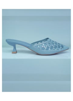Shiny mesh mid heel shoes