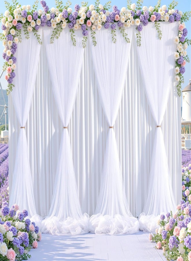 Shillance White Tulle Backdrop Curtain for Wedding Parties,10ft x 10ft Wrinkle Free Curtain Backdrop,2 Layer Drapes for Backdrop,Polyester Wedding Back Drop for Bridal Shower Birthday Baby Shower Photography - Image 1