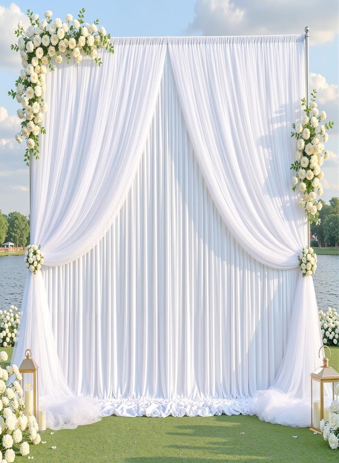 Shillance White Tulle Backdrop Curtain for Wedding Parties,10ft x 10ft Wrinkle Free Curtain Backdrop,2 Layer Drapes for Backdrop,Polyester Wedding Back Drop for Bridal Shower Birthday Baby Shower Photography - Image 2
