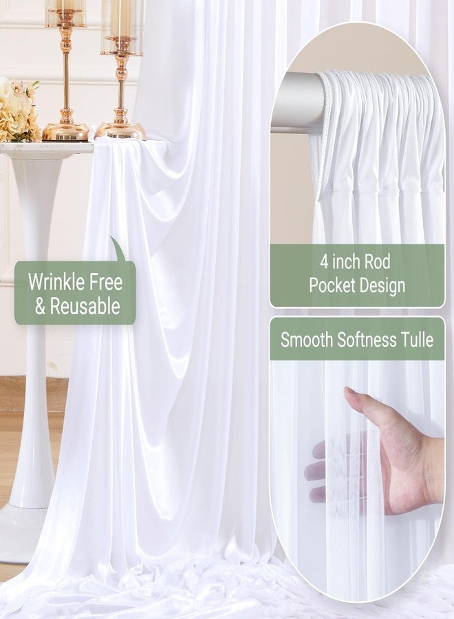 Shillance White Tulle Backdrop Curtain for Wedding Parties,10ft x 10ft Wrinkle Free Curtain Backdrop,2 Layer Drapes for Backdrop,Polyester Wedding Back Drop for Bridal Shower Birthday Baby Shower Photography - Image 5