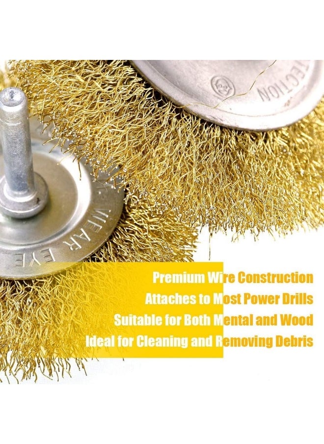Biella 5Pcs Brass Coated Wire Brush Wheel And Cup Brush Set With 1/4-Inch Shank  - Image 3