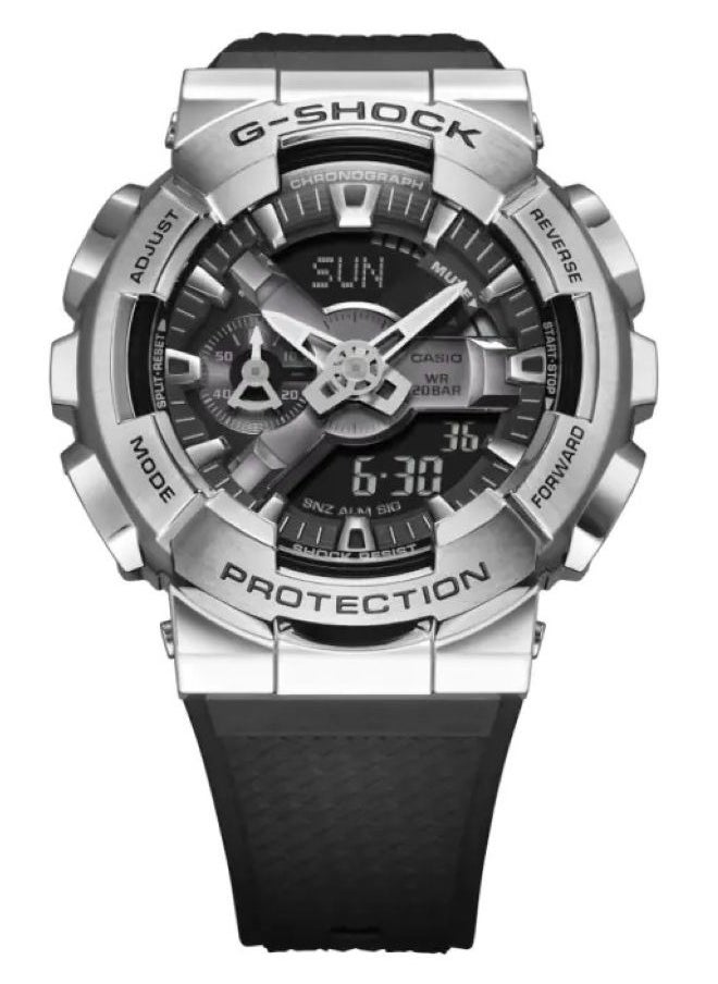 G-SHOCK Casio G-Shock GM-110-1ADR Men's Metal Bezel Watch – Shock Resistant, 200M Water Resistant, Analog-Digital, LED Light, World Time, Chronograph, Black Resin Band  - Image 1